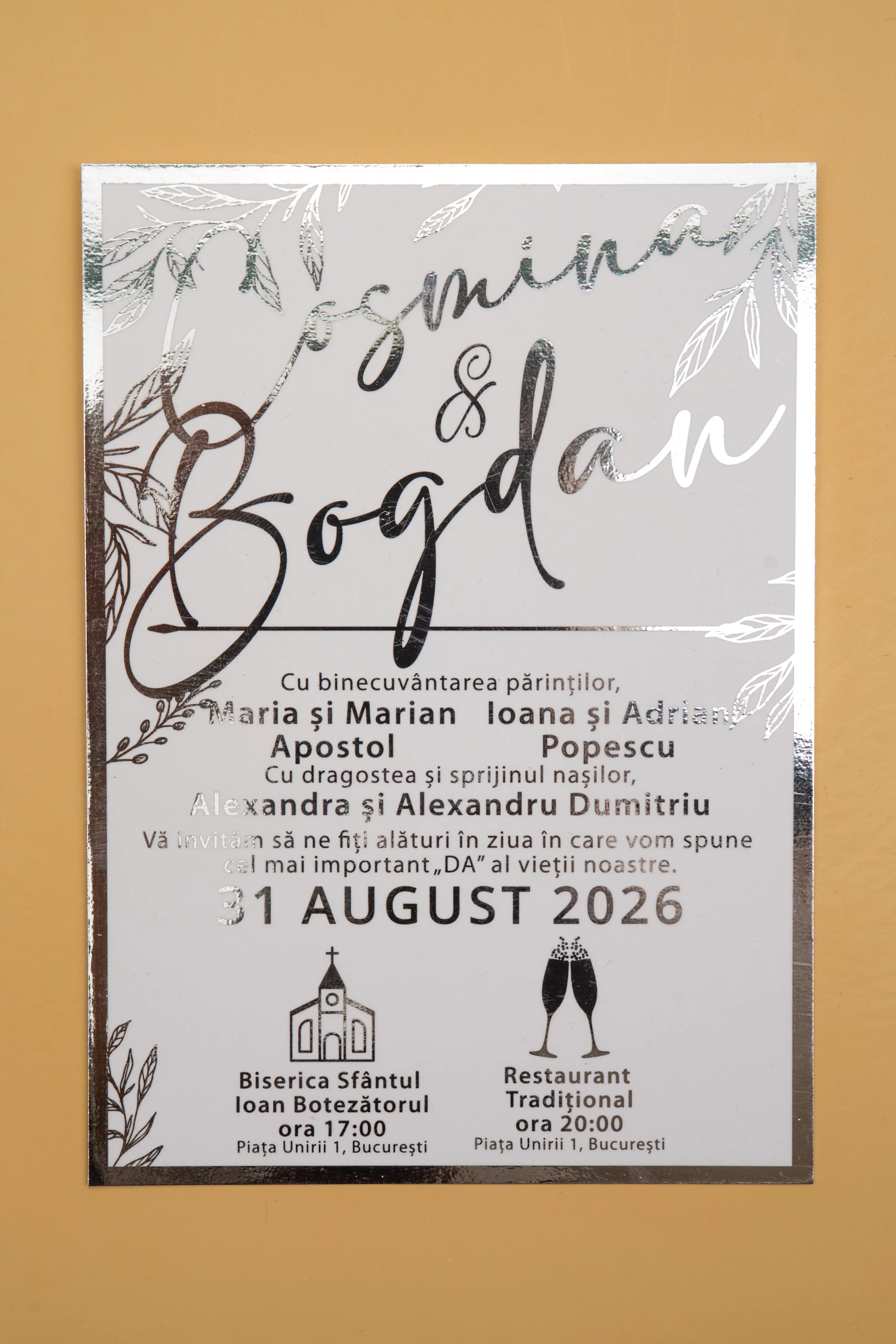 Invitatie Nunta Model 28 scris auriu, argintiu, rosu, verde, albastru [2]