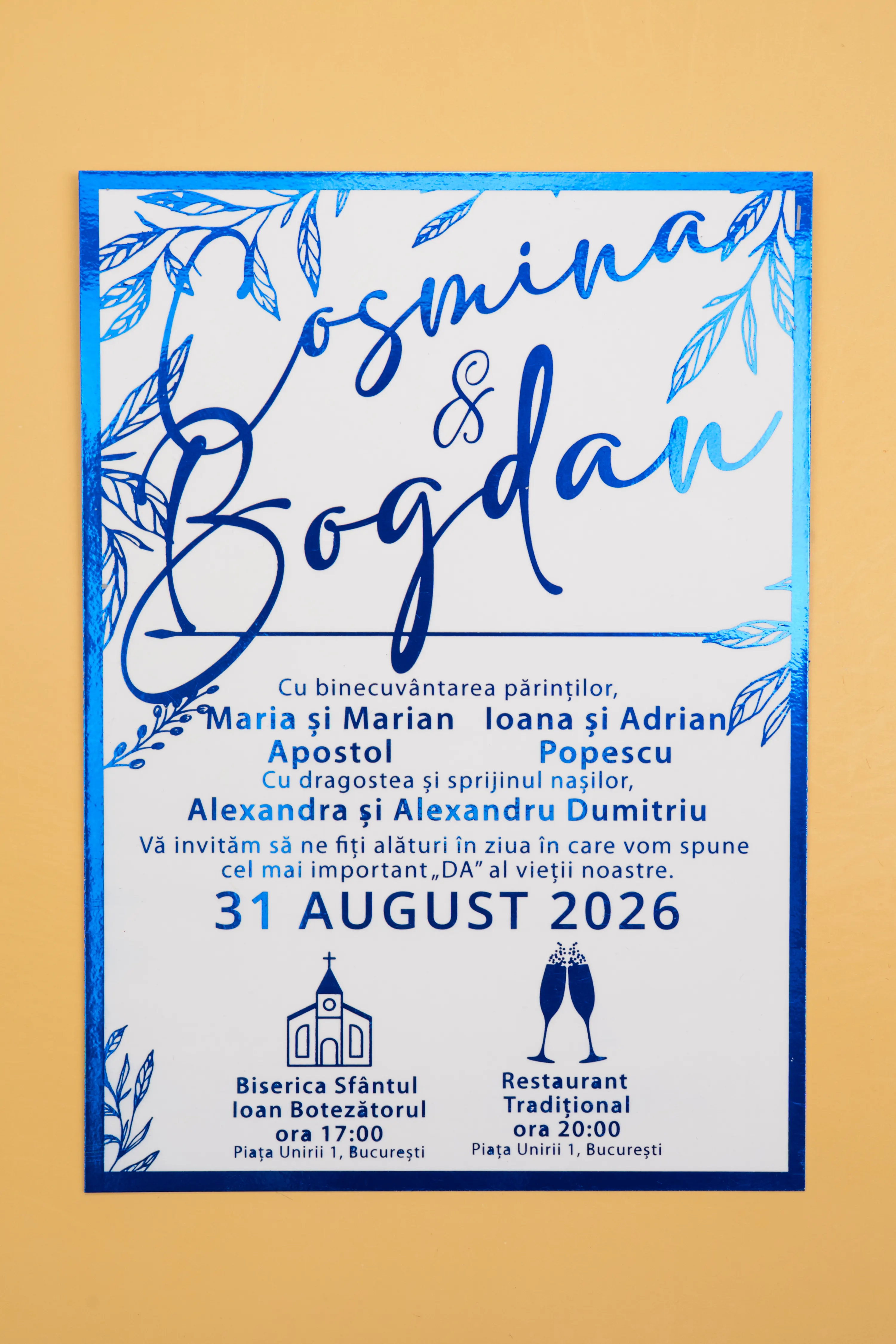 Invitatie Nunta Model 28 scris auriu, argintiu, rosu, verde, albastru [5]