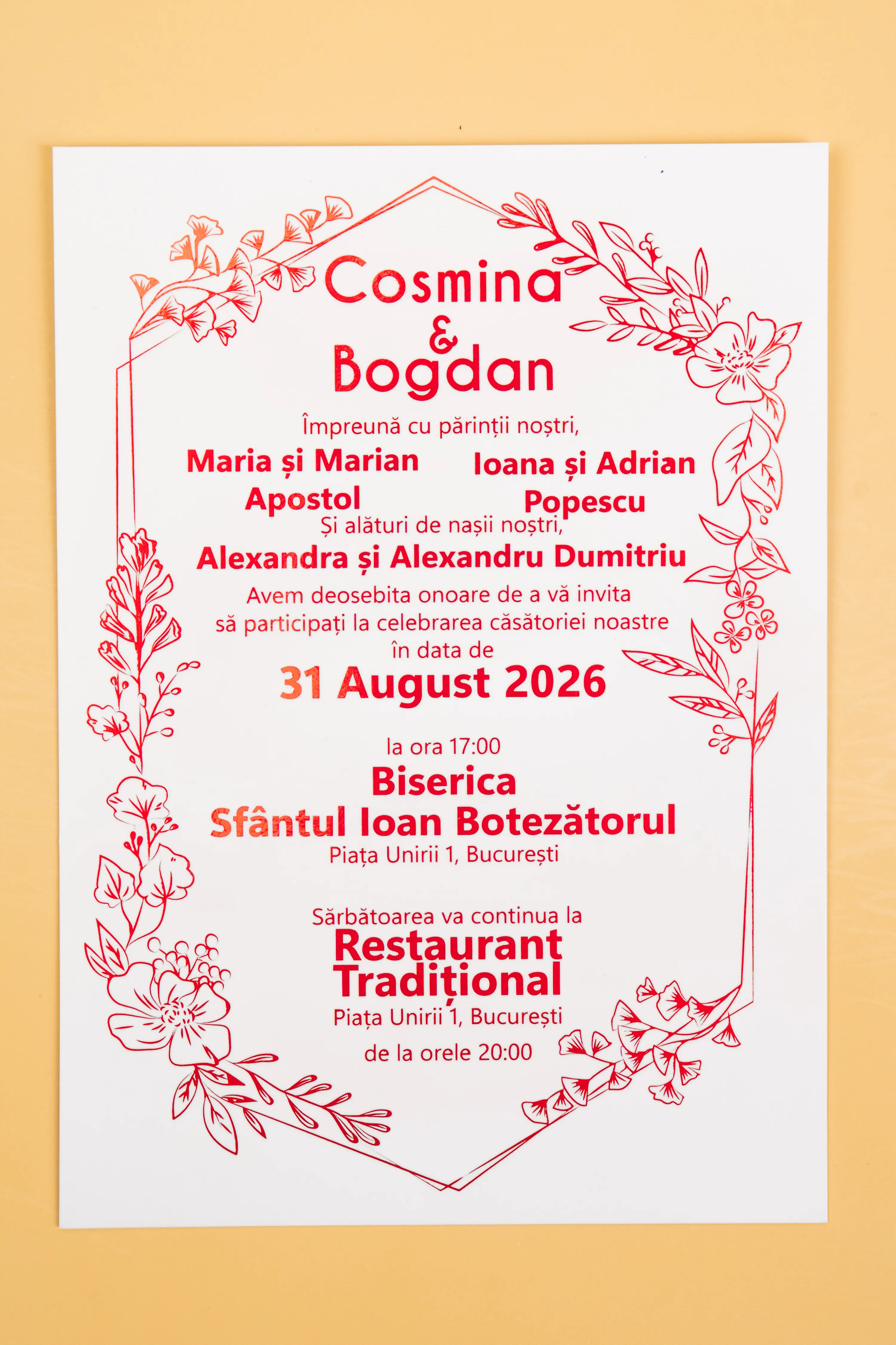 Invitatie Nunta Model 7 scris auriu, argintiu, rosu, verde, albastru [4]