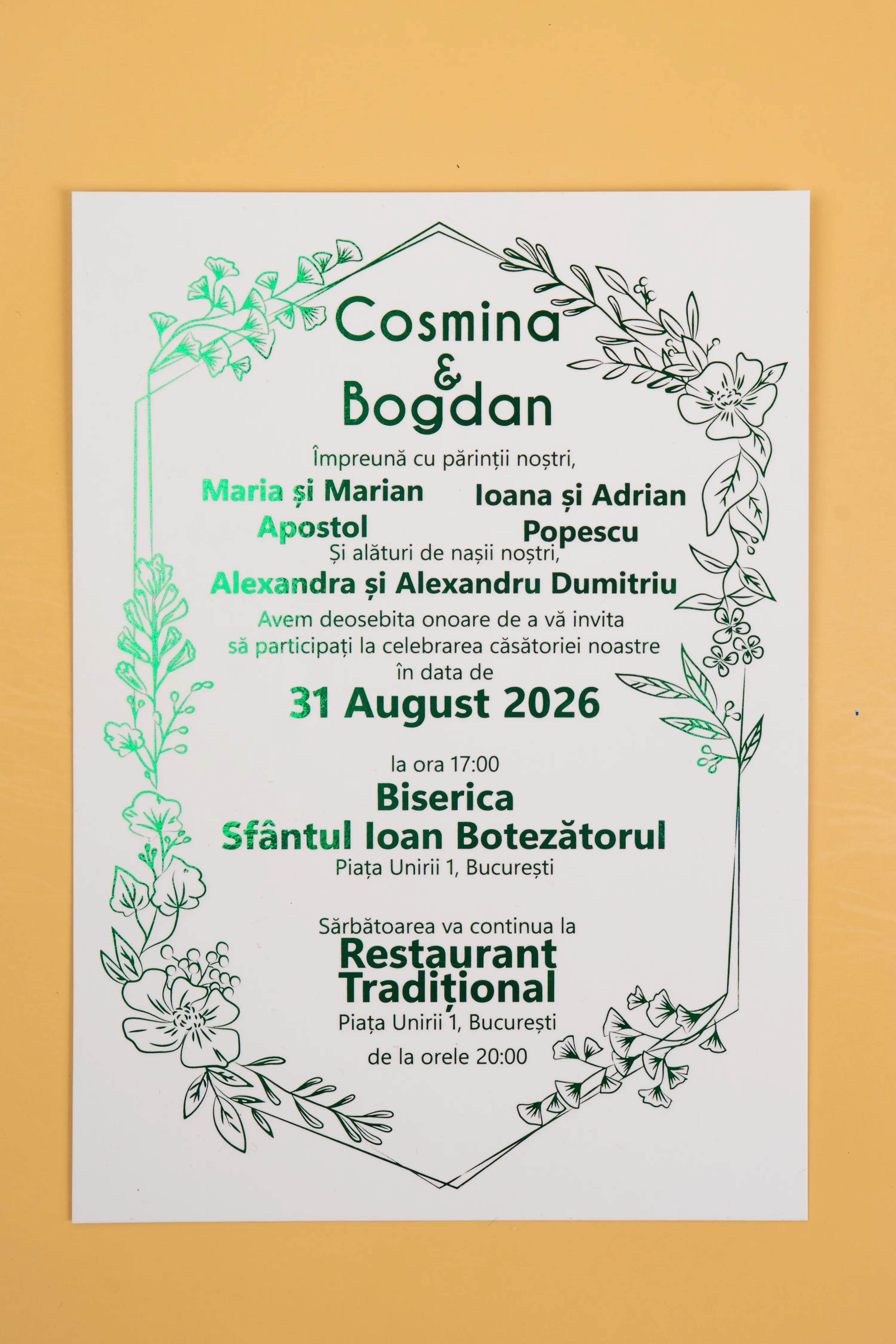Invitatie Nunta Model 7 scris auriu, argintiu, rosu, verde, albastru [3]
