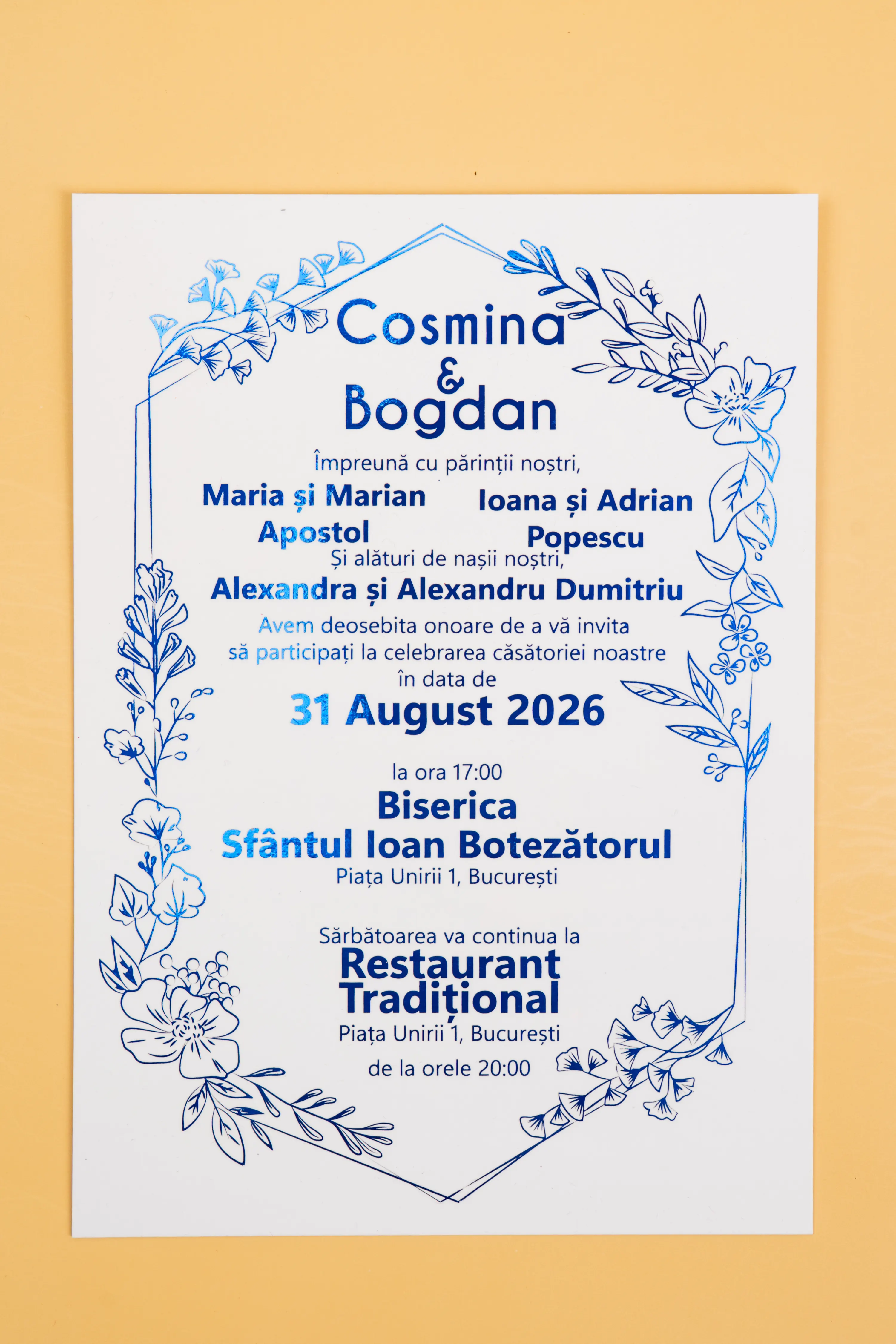 Invitatie Nunta Model 7 scris auriu, argintiu, rosu, verde, albastru [5]