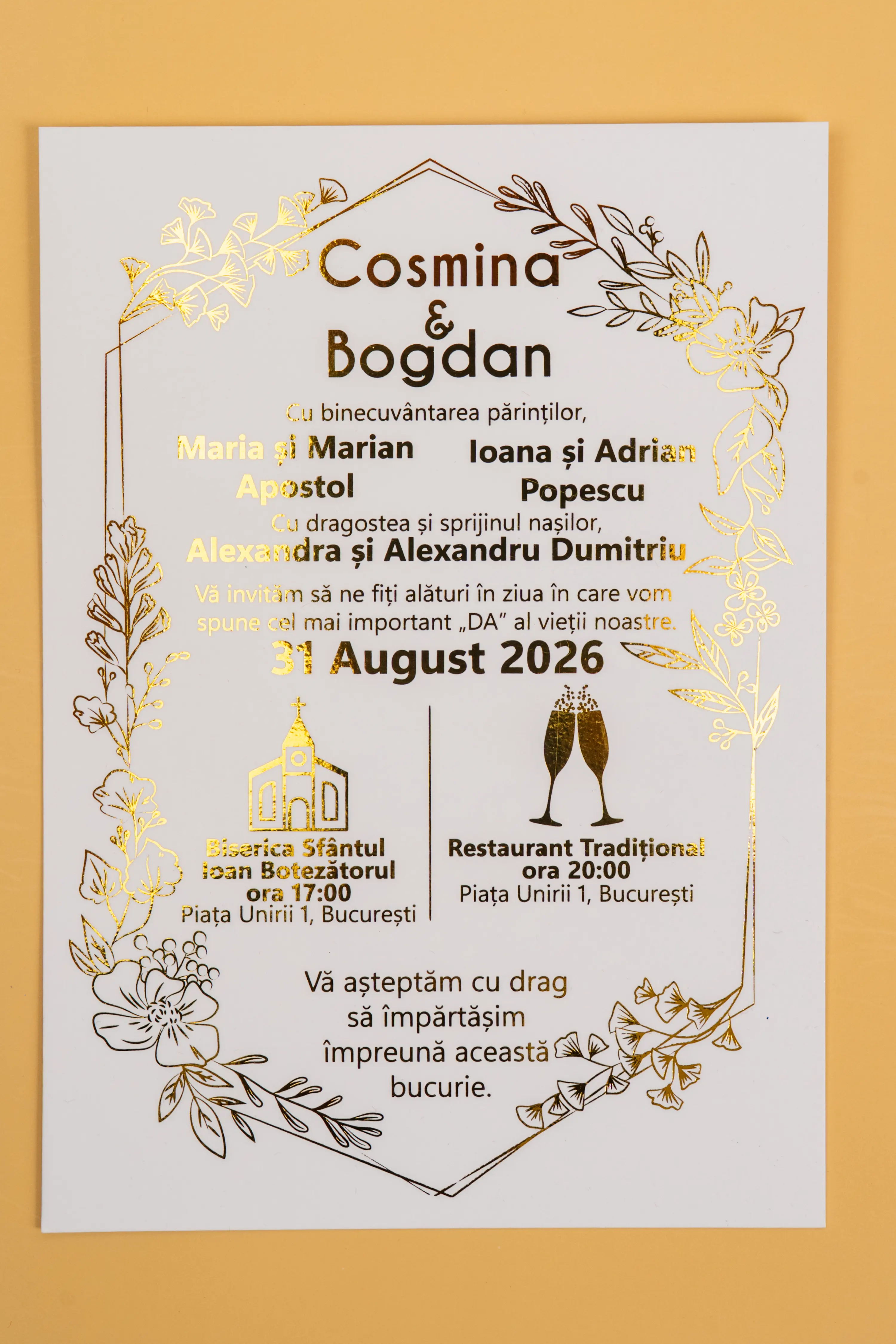 Invitatie Nunta Model 8 scris auriu, argintiu, rosu, verde, albastru [1]