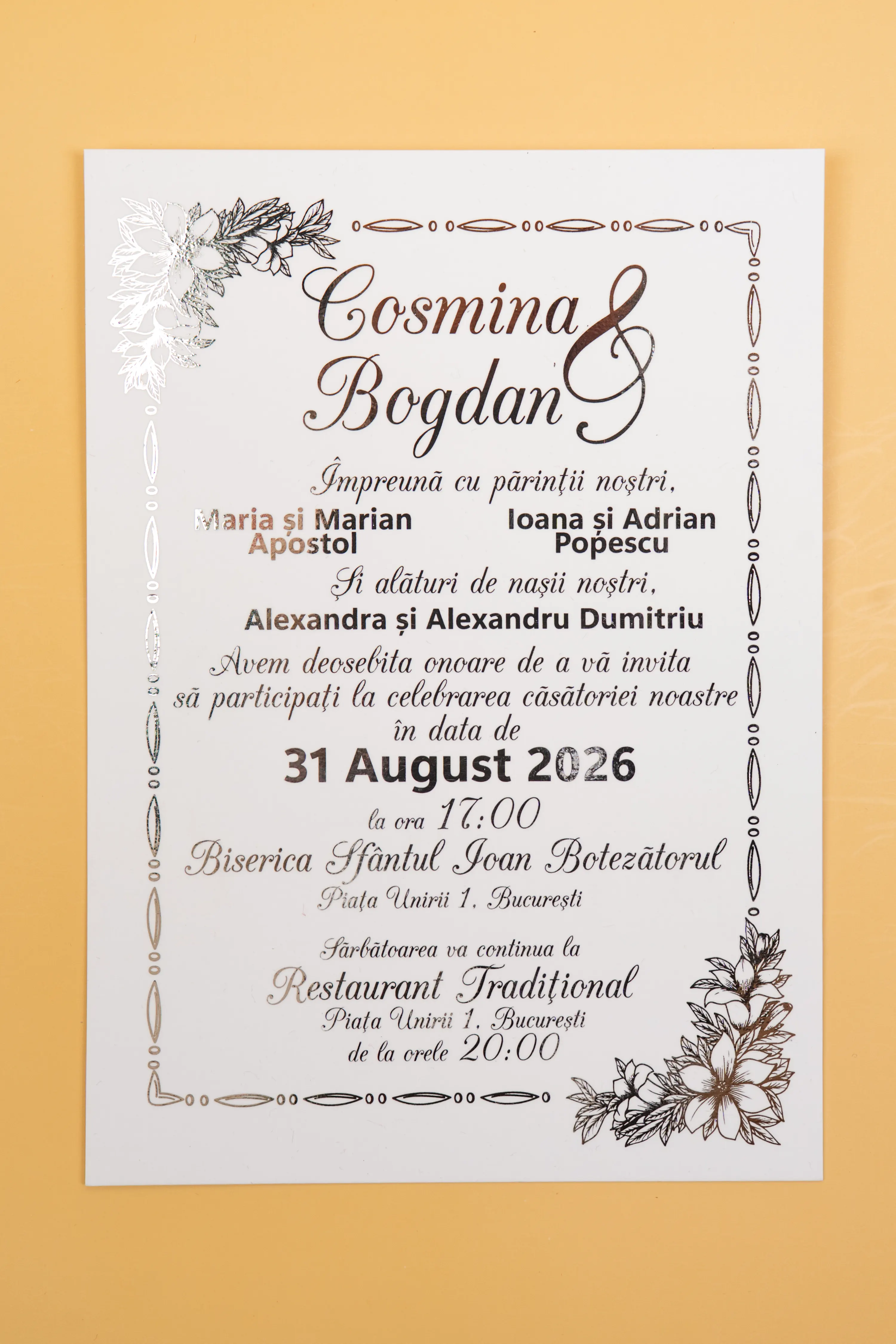 Invitatie Nunta Model 3 scris auriu, argintiu, rosu, verde, albastru [2]
