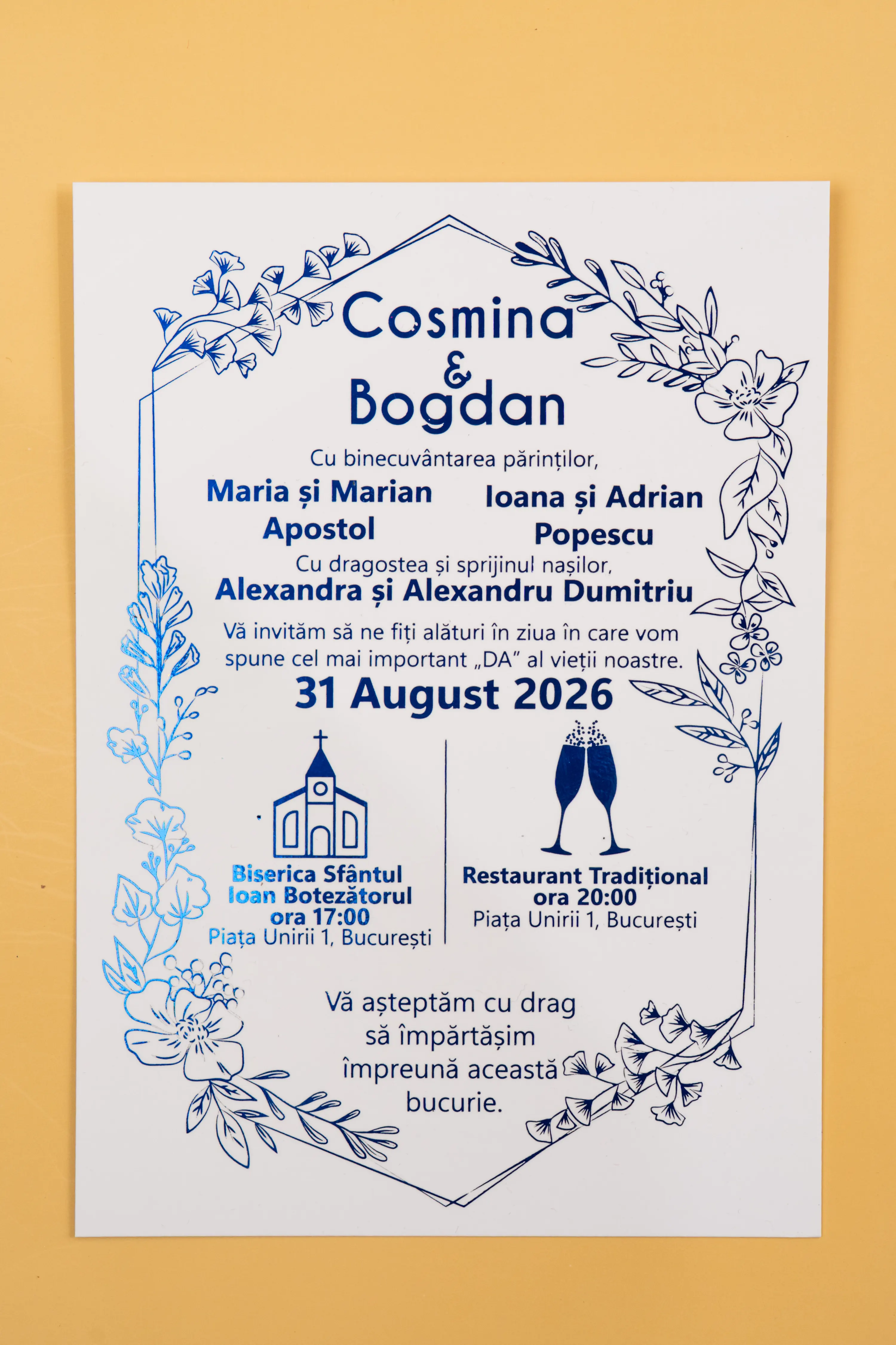 Invitatie Nunta Model 8 scris auriu, argintiu, rosu, verde, albastru [5]