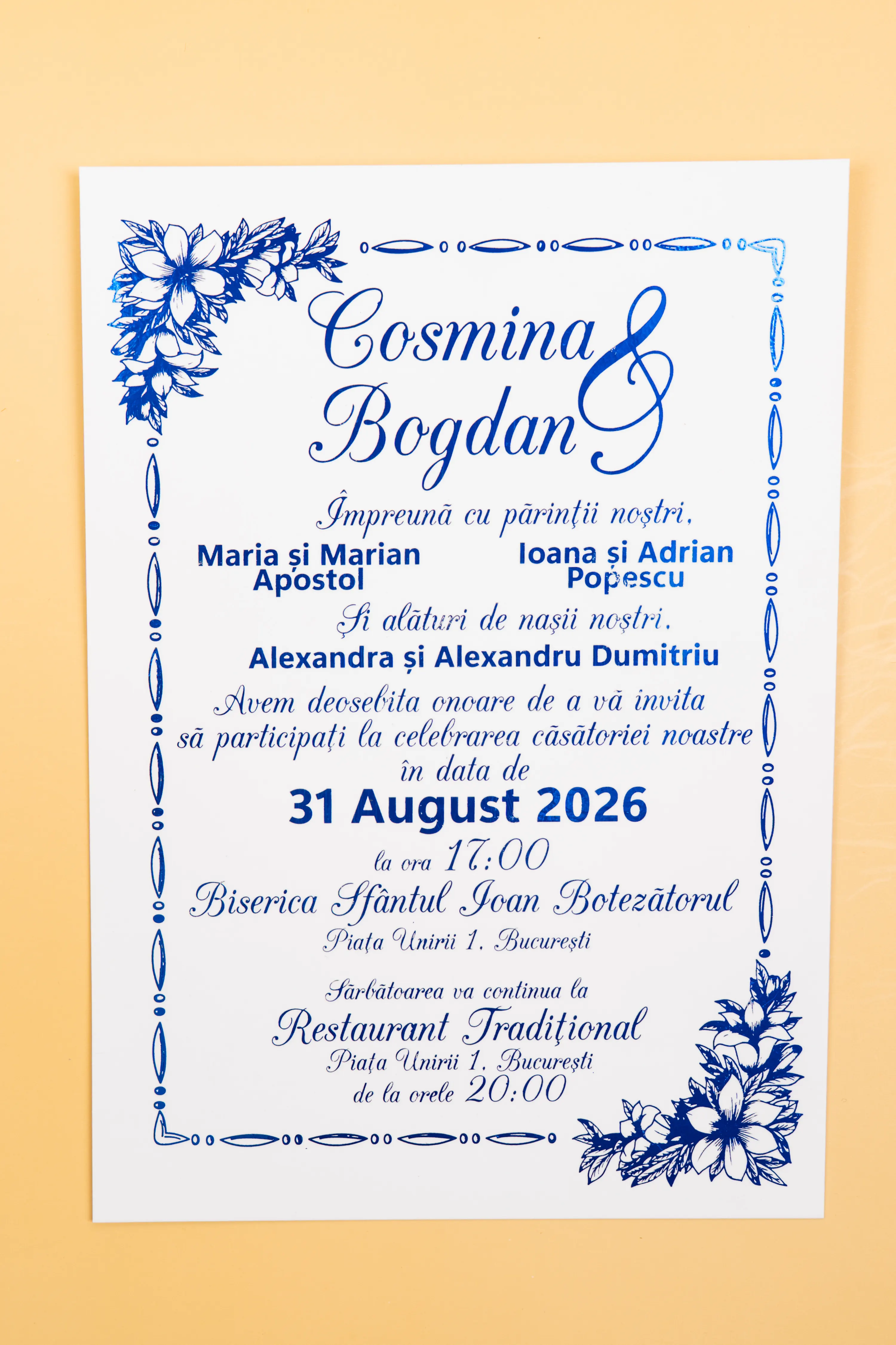 Invitatie Nunta Model 3 scris auriu, argintiu, rosu, verde, albastru [4]