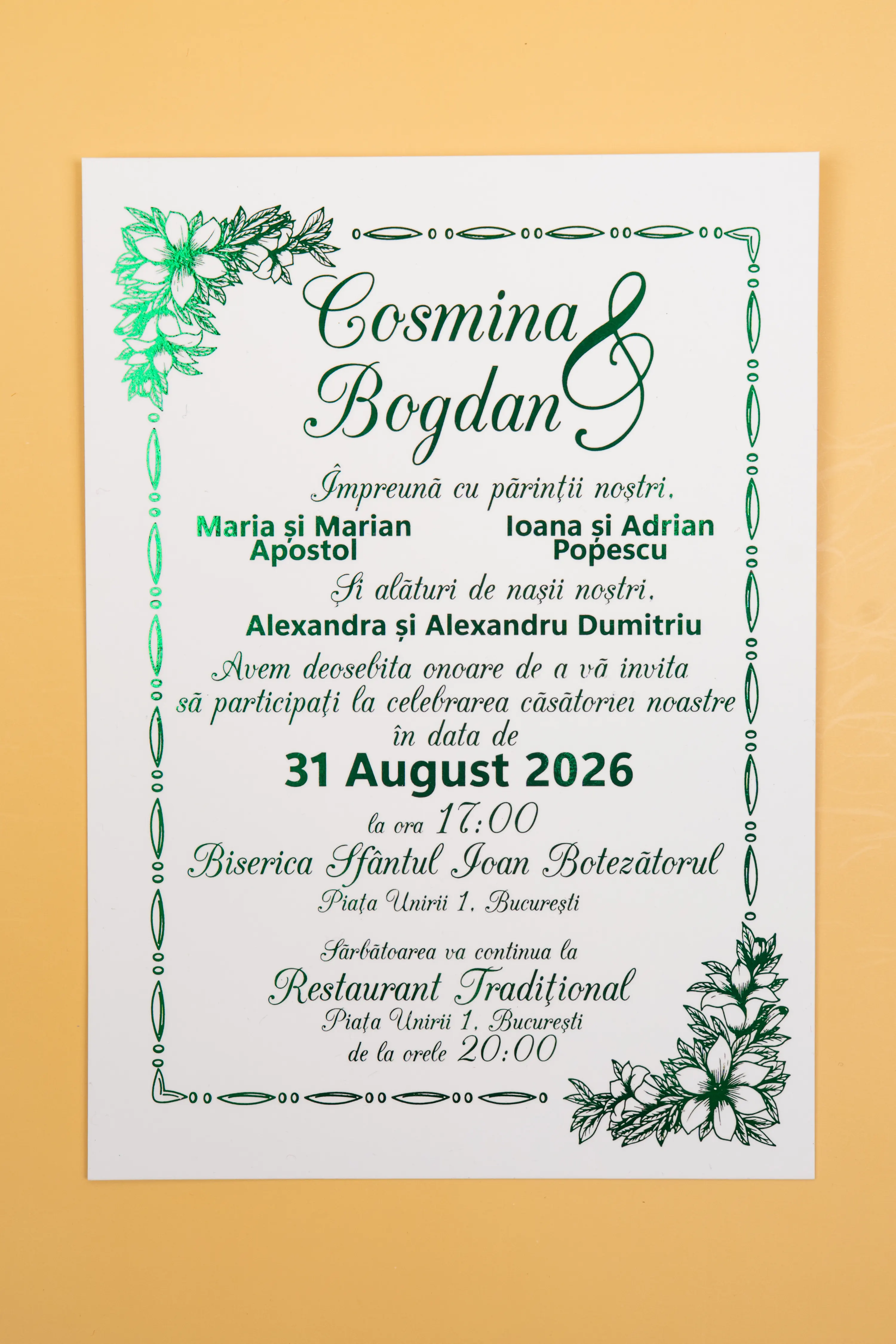 Invitatie Nunta Model 3 scris auriu, argintiu, rosu, verde, albastru [5]