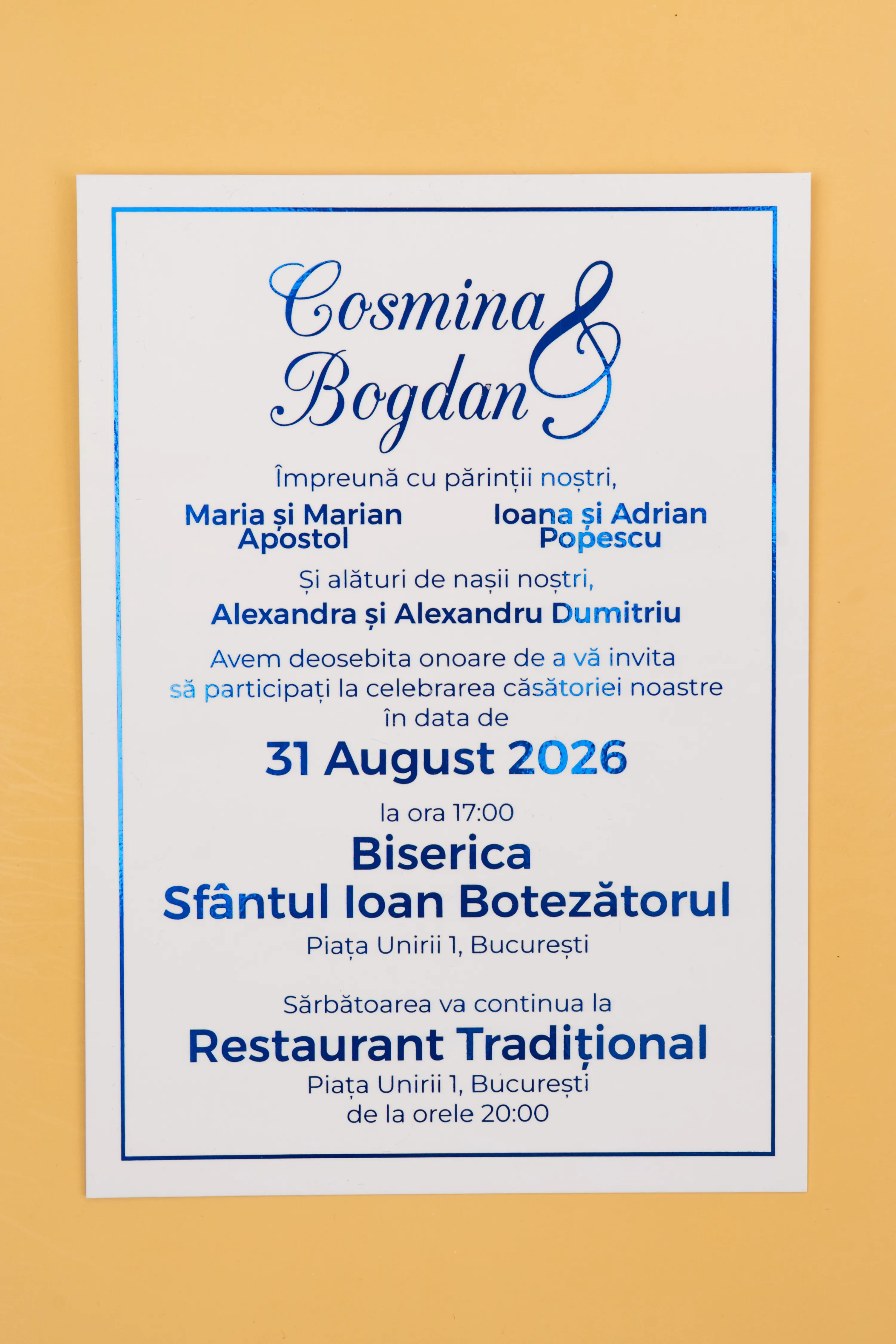 Invitatie Nunta Model 11 scris auriu, argintiu, rosu, verde, albastru [4]