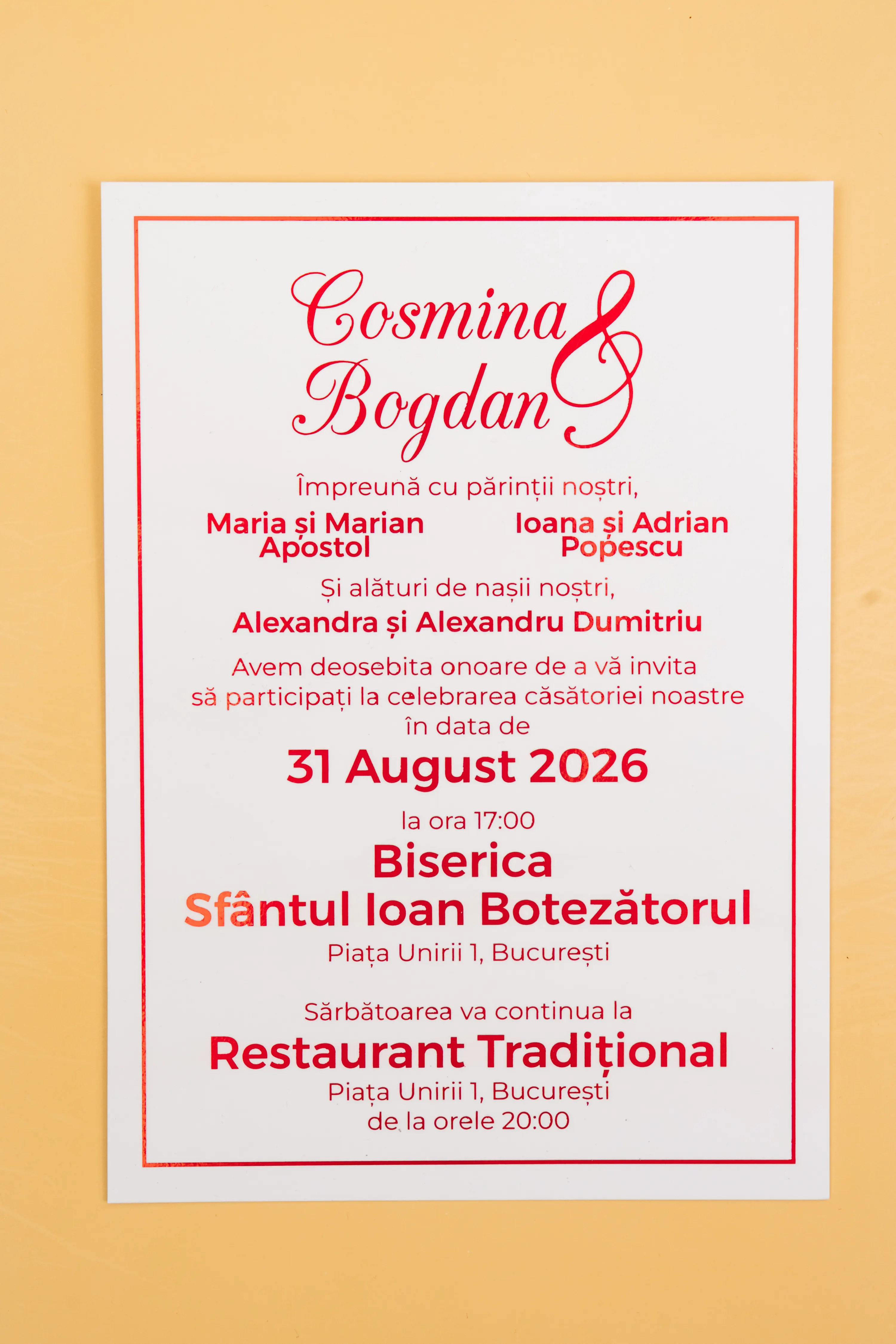 Invitatie Nunta Model 11 scris auriu, argintiu, rosu, verde, albastru [3]
