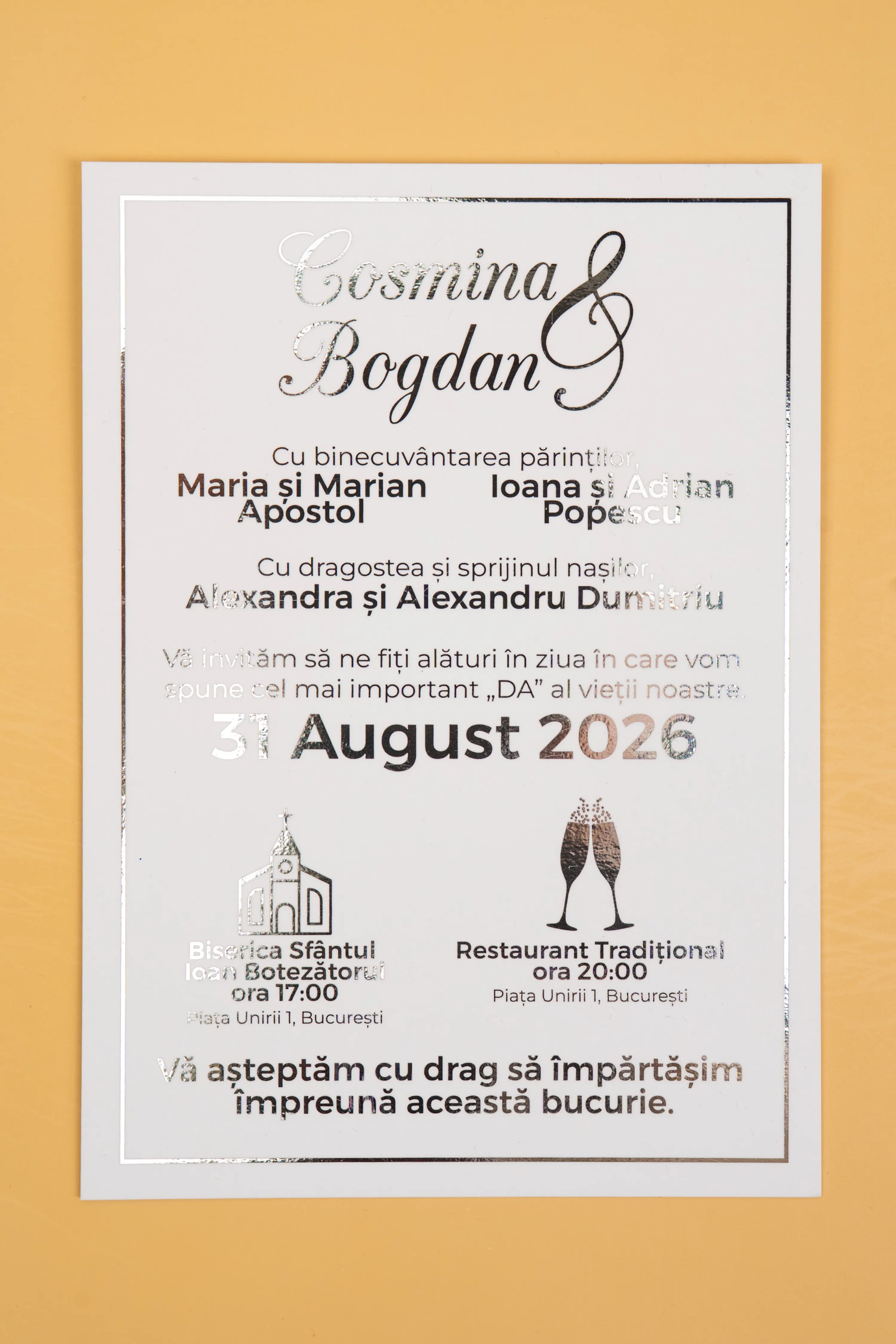 Invitatie Nunta Model 12 scris auriu, argintiu, rosu, verde, albastru [2]