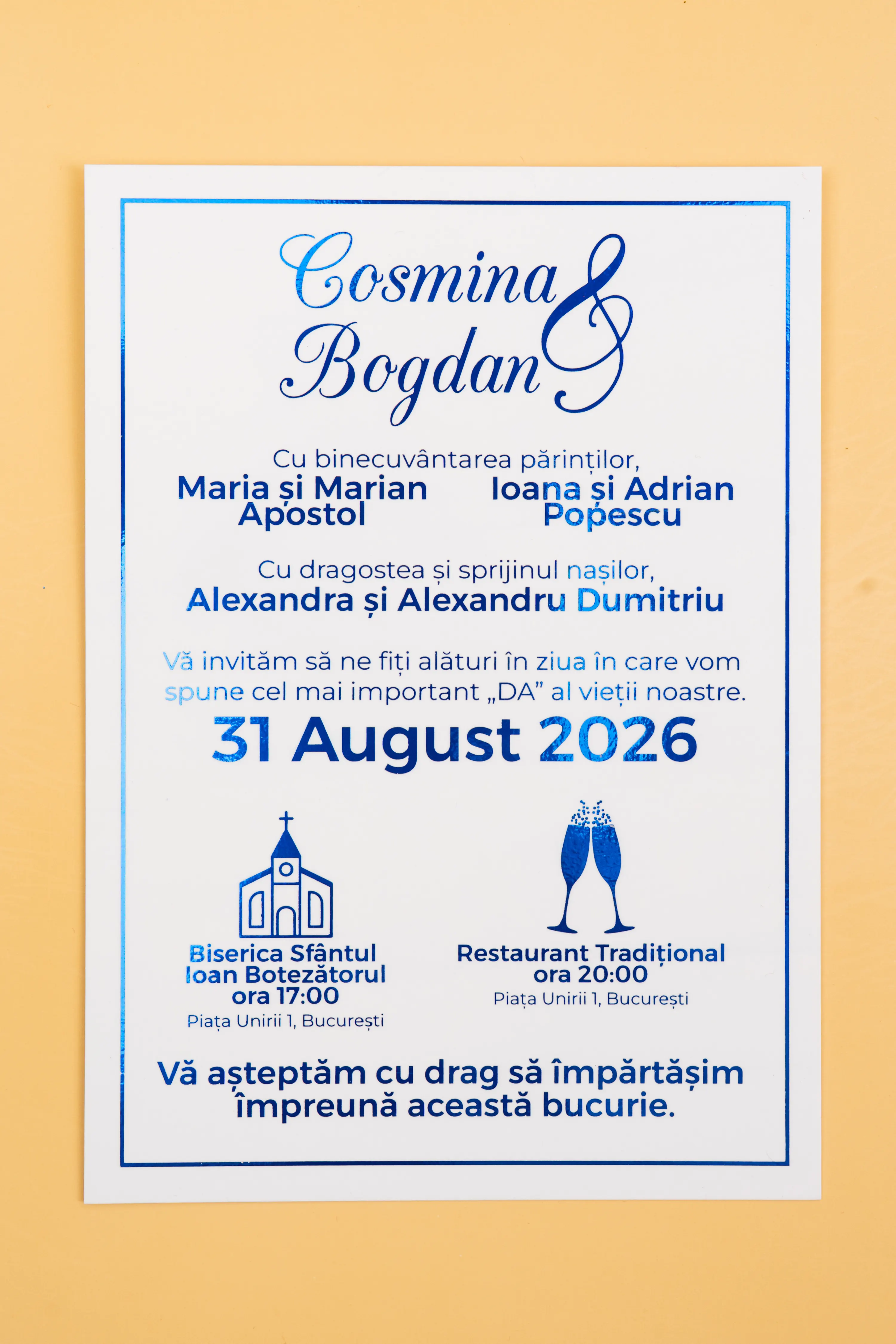 Invitatie Nunta Model 12 scris auriu, argintiu, rosu, verde, albastru [4]