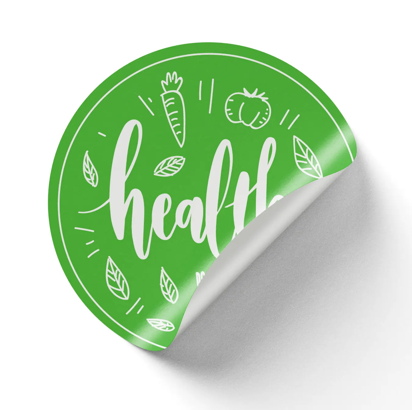 Stickere pentru Produse Bio & Eco - Sticker "Healty" Rotund autoadeziv pentru Produse Bio & Naturale