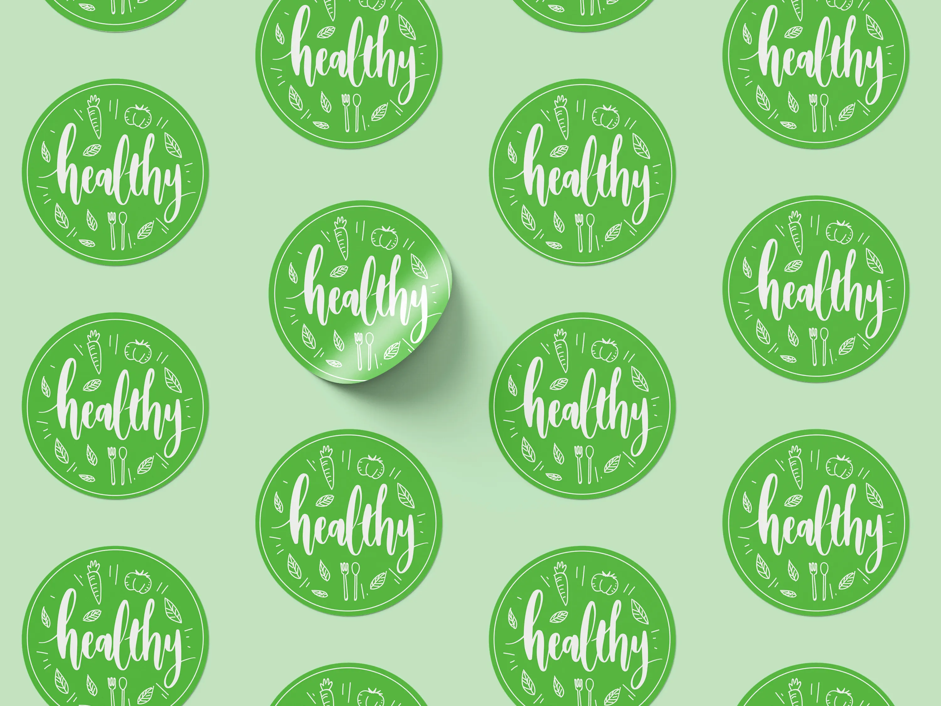 Sticker "Healty" Rotund autoadeziv pentru Produse Bio & Naturale [1]