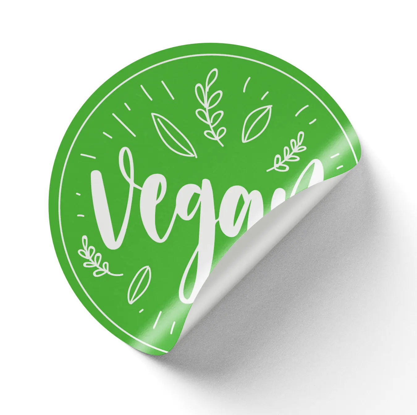 Stickere pentru Produse Bio & Eco - Sticker "Vegan" Rotund autoadeziv pentru Produse Bio & Naturale
