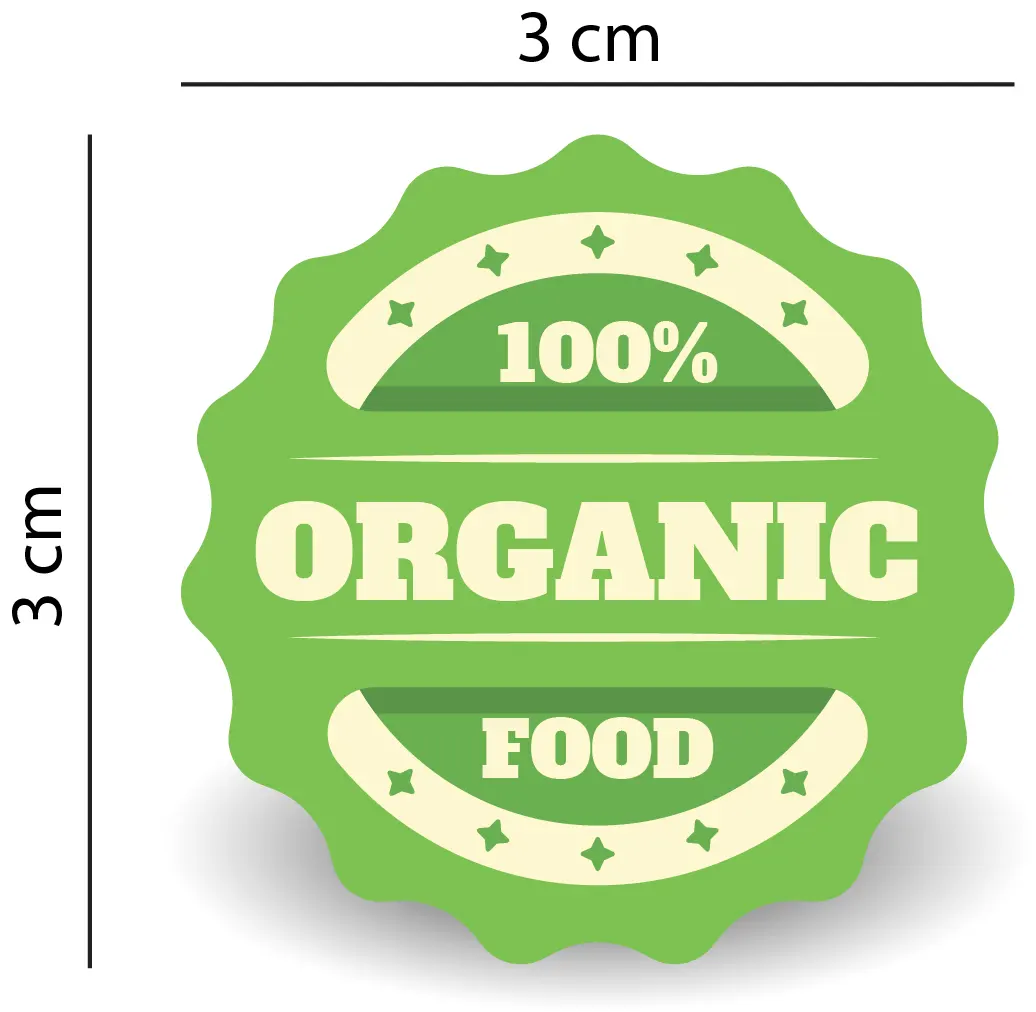 Sticker "100% Organic" Rotund autoadeziv pentru Produse Bio & Naturale [1]