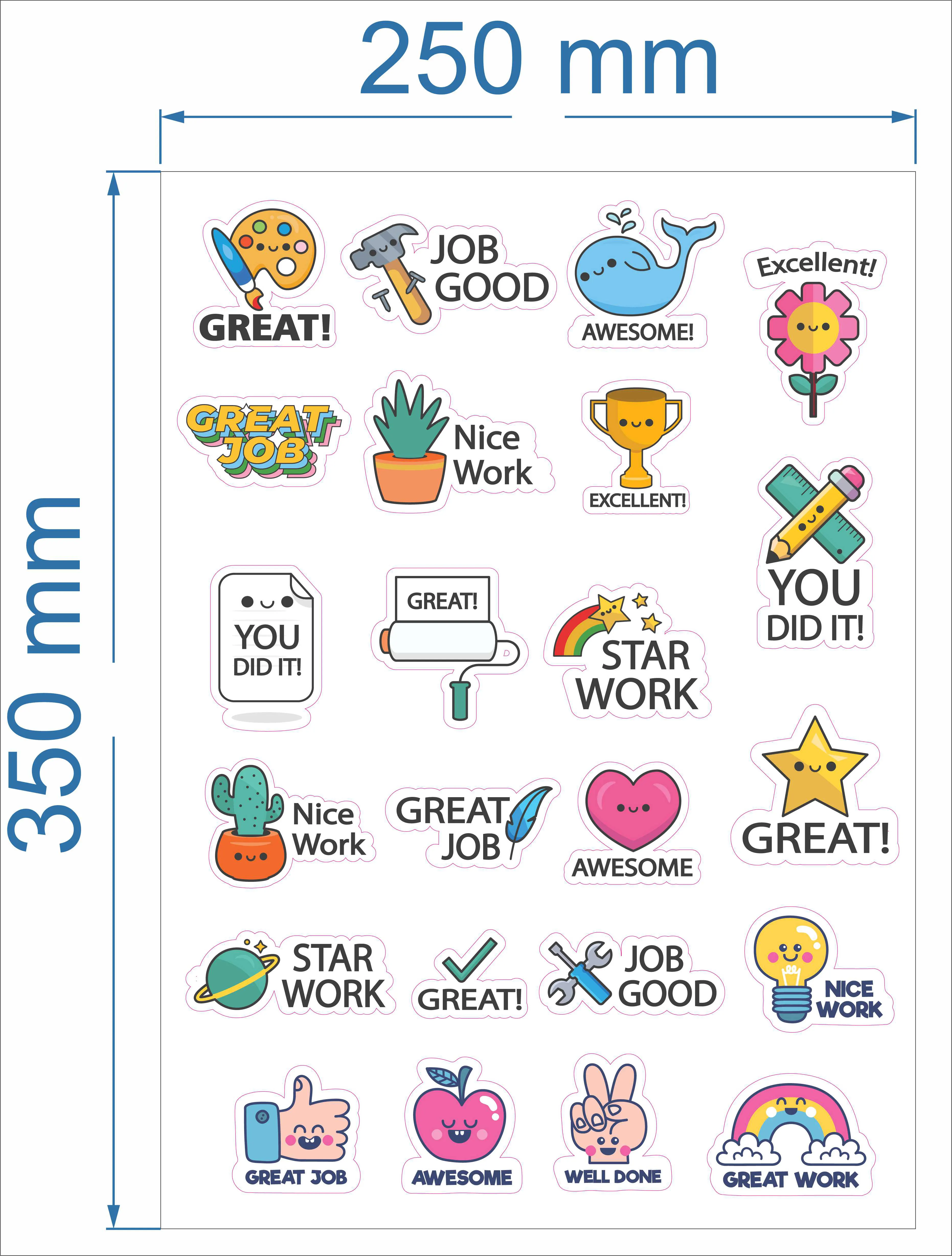 Stickere personalizate printate si decupate - Stickere motivaționale & educative – Model Mesaje | Print & Decupaj 25x35 cm