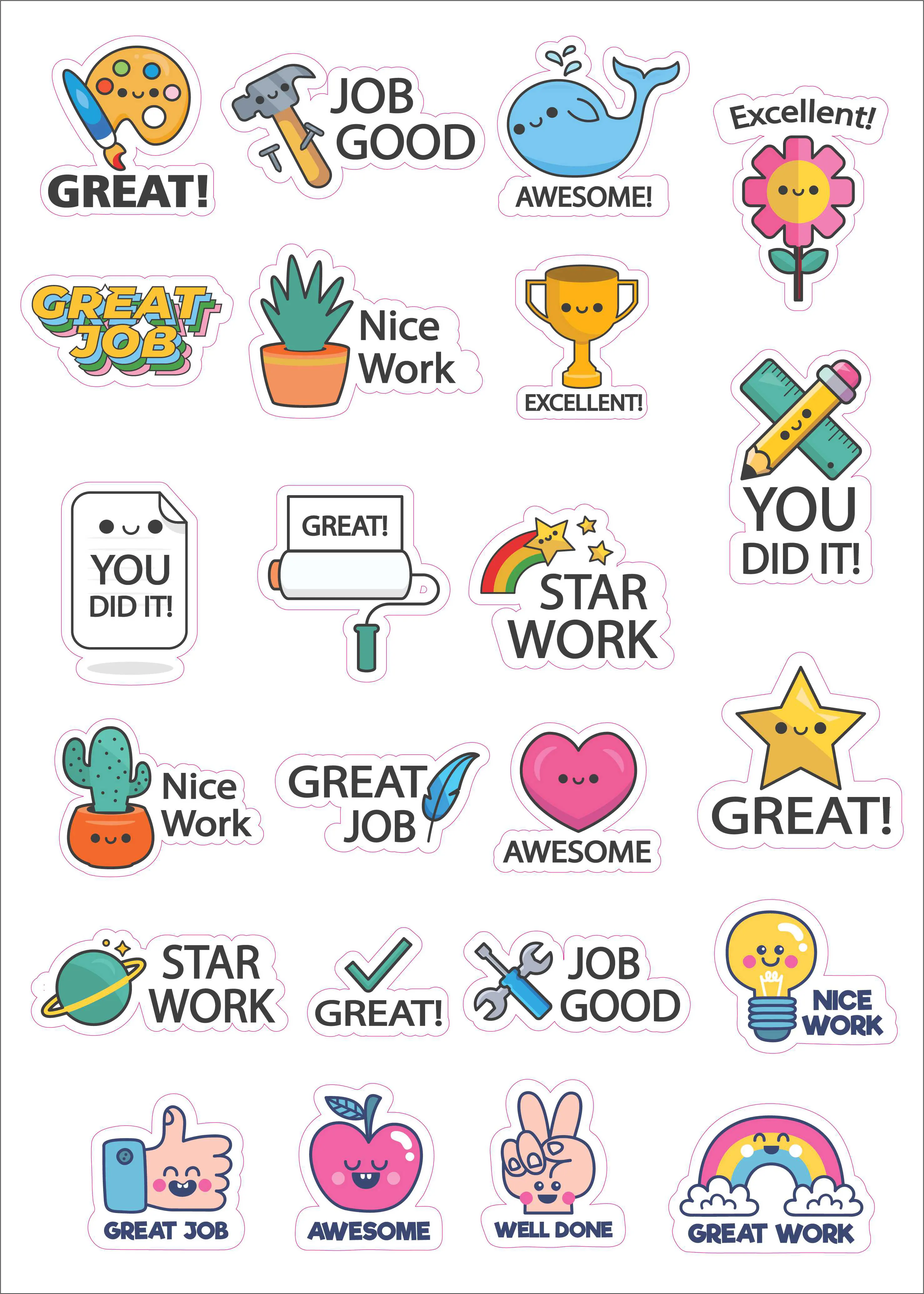 Stickere motivaționale & educative – Model Mesaje | Print & Decupaj 25x35 cm [1]