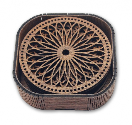 Suport / Coaster din Lemn - Suport / Coaster model 2 din lemn, diametru 10cm