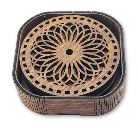 Suport / Coaster din Lemn - Suport / Coaster model 3 din lemn, diametru 10cm