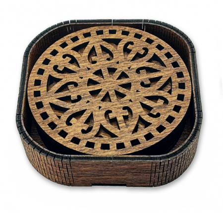 Suport / Coaster din Lemn - Suport / Coaster model 5 din lemn, diametru 10cm