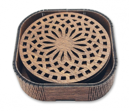 Suport / Coaster din Lemn - Suport / Coaster model 6 din lemn, diametru 10cm