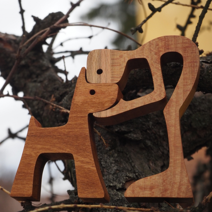 Figurină de lemn - Man and dog [2]