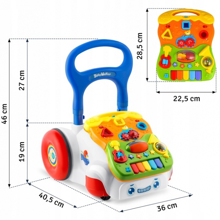 Antemergator 2 in 1 cu diverse activitati si muzica Ricokids RK-744 - Alb [8]