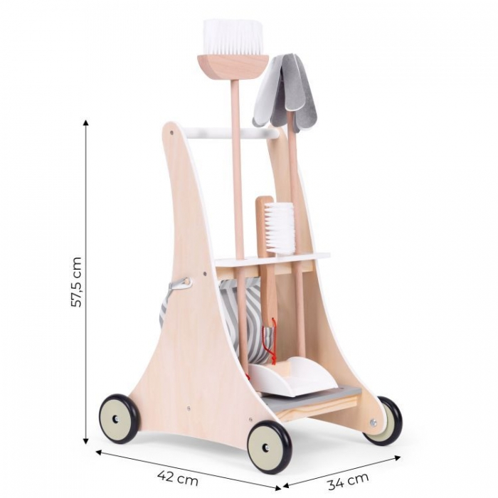 Antemergator din lemn cu aspirator si elemente pentru curatenie Ecotoys W10D200B [11]