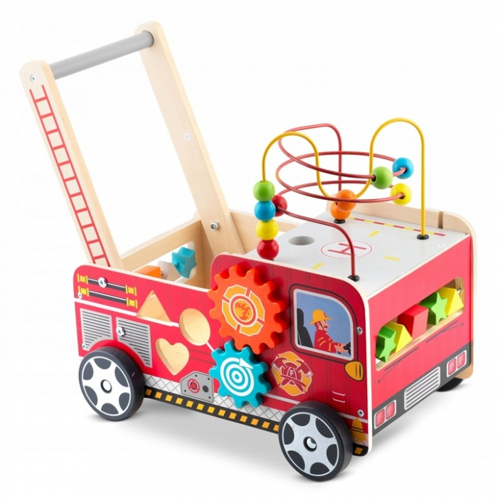 Antemergator din lemn tip masina de pompieri si diverse activitati, 48 x 27.5 x 40.5 cm, Ricokids RK-873 [3]