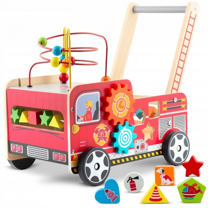 Antemergator din lemn tip masina de pompieri si diverse activitati, 48 x 27.5 x 40.5 cm, Ricokids RK-873 [2]