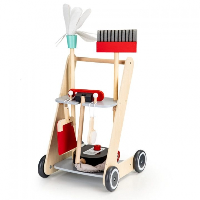 Antemergator din lemn XXL cu aspirator si elemente pentru curatenie Ecotoys 4404 [1]