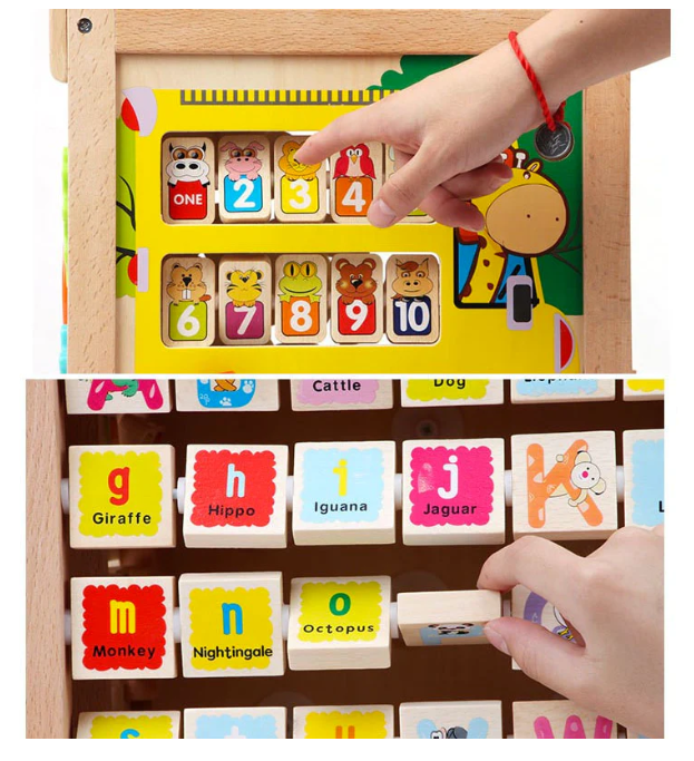 Antepremergator din lemn – Cub, centru educativ cu 6 activitati, cu maner reglabil [4]