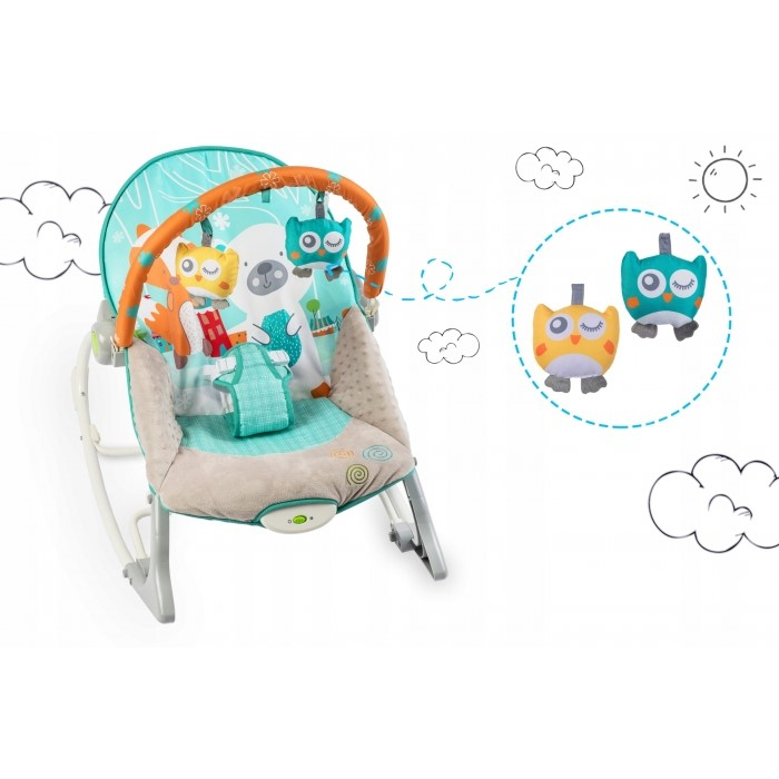 Balansoar cu vibratii, vulpita si ursul, Ricokids 7309 - Turcoaz [4]