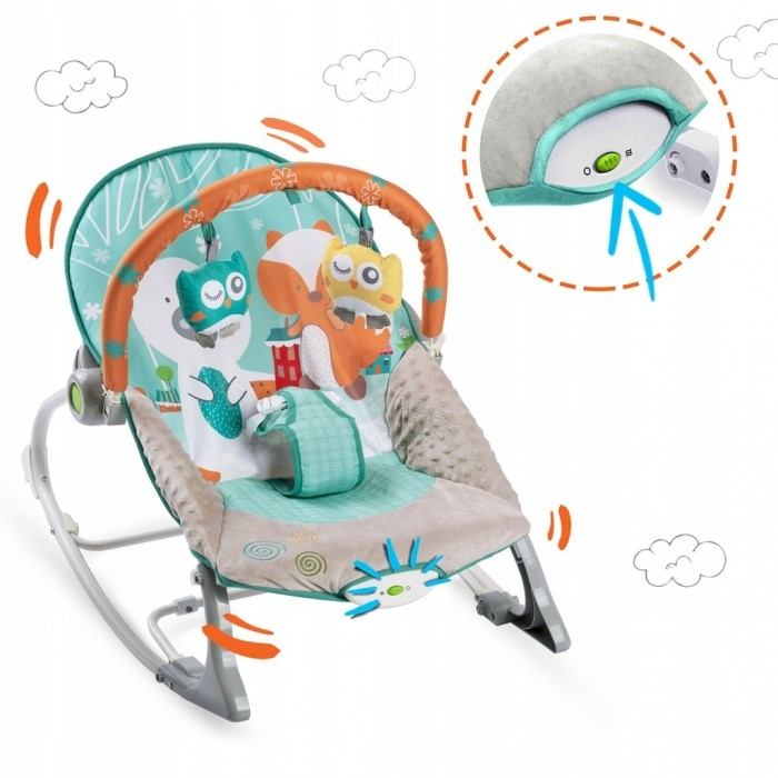 Balansoar cu vibratii, vulpita si ursul, Ricokids 7309 - Turcoaz [3]