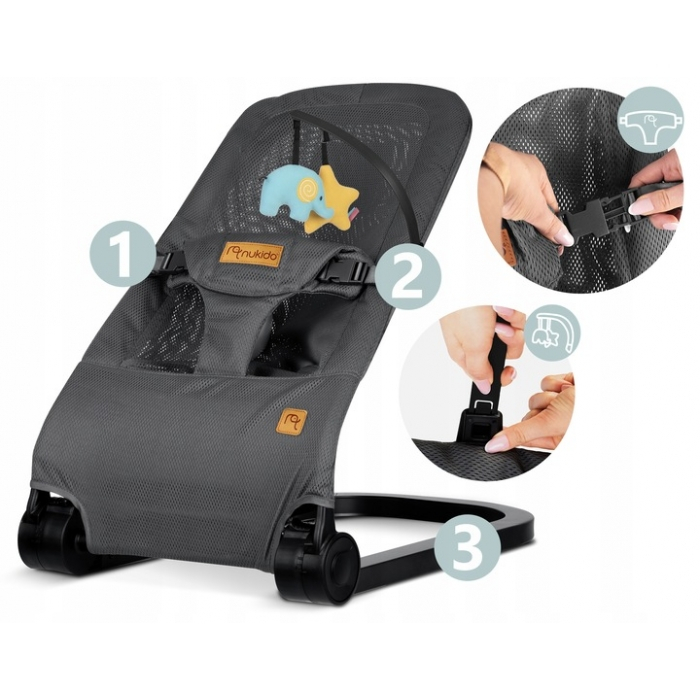 Balansoar pentru copii 2 in 1 cu jucarii, Nukido 705200, Gri [5]