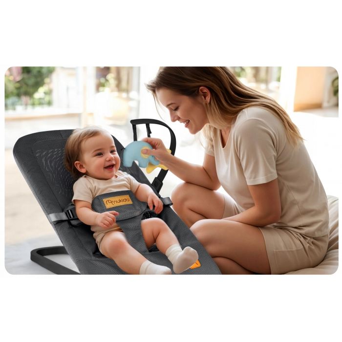 Balansoar pentru copii 2 in 1 cu jucarii, Nukido 705200, Gri [8]
