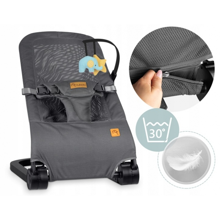 Balansoar pentru copii 2 in 1 cu jucarii, Nukido 705200, Gri [6]
