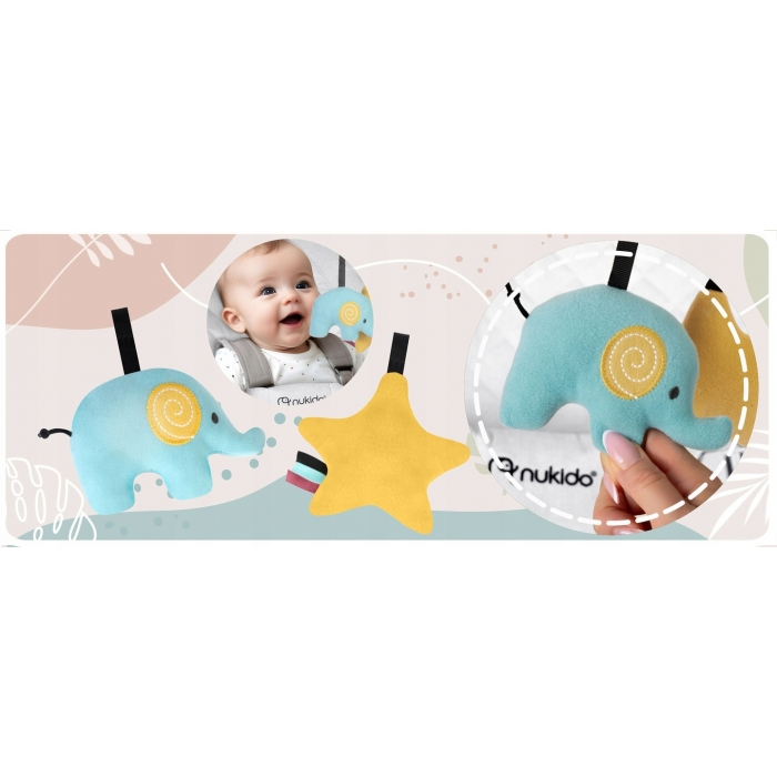 Balansoar pentru copii 2 in 1 cu jucarii, Nukido 705201, Gri deschis [4]
