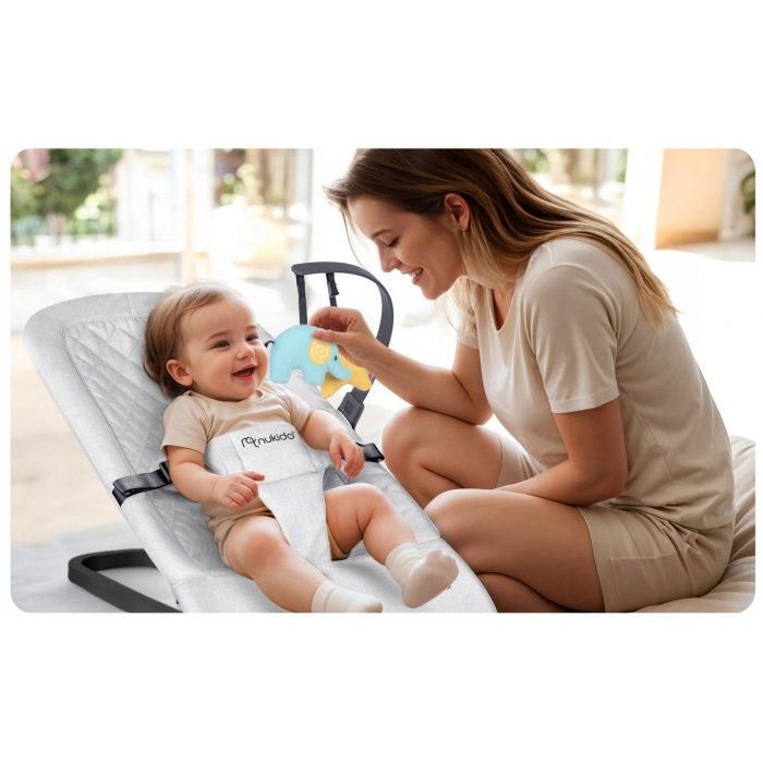 Balansoar pentru copii 2 in 1 cu jucarii, Nukido 705201, Gri deschis [5]
