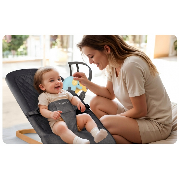 Balansoar pentru copii 2 in 1 cu jucarii, Nukido 705202, Gri antracit [2]