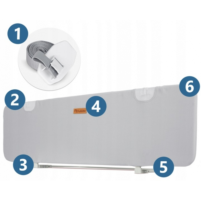 Bariera de protectie pentru pat 120 x 44 x 41 cm Nukido 722500 -Gri [5]