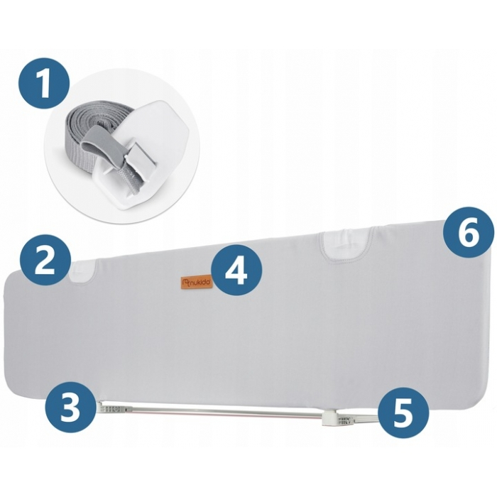 Bariera de protectie pentru pat 150 x 44 x 41 cm Nukido 722600 -Gri [5]