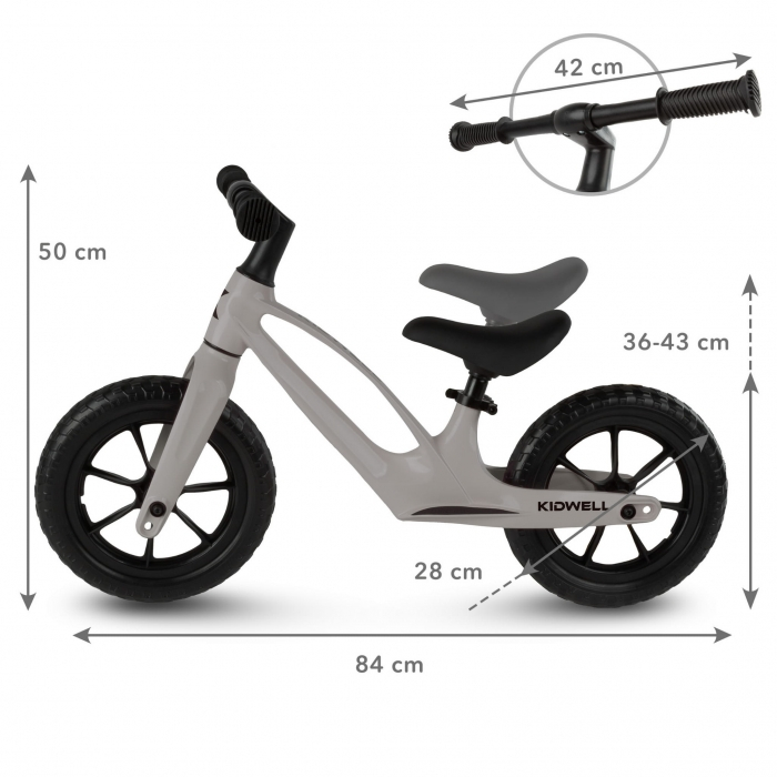 Bicicleta fara pedale, cadru magneziu, roti EVA, Kidwell VITO - Gri [10]