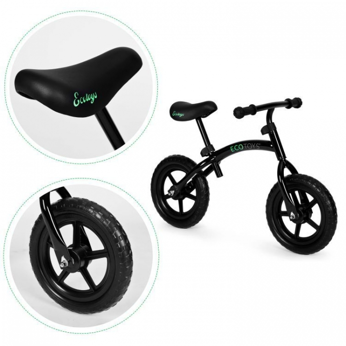 Bicicleta fara pedale cu roti din spuma EVA Ecotoys YM-BB-13 - Negru [4]