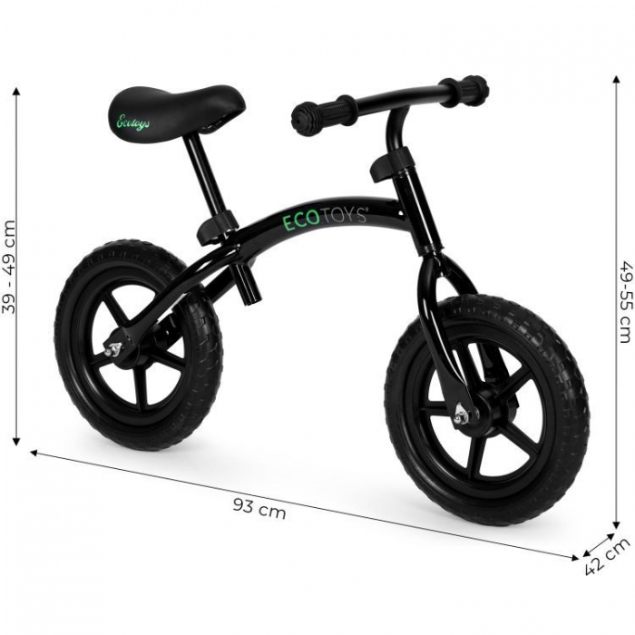 Bicicleta fara pedale cu roti din spuma EVA Ecotoys YM-BB-13 - Negru [5]