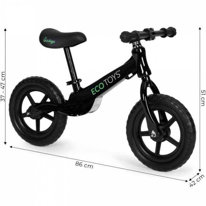 Bicicleta fara pedale cu roti din spuma EVA Ecotoys YM-BB-17 - Negru [5]