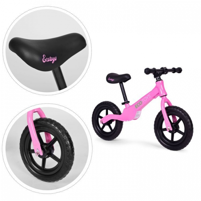Bicicleta fara pedale cu roti din spuma EVA Ecotoys YM-BB-17 - Roz [4]