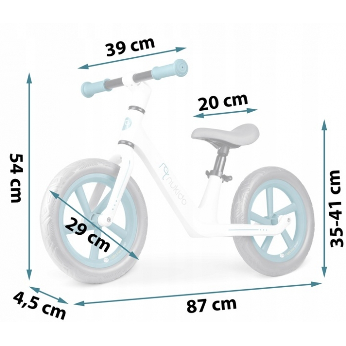 Bicicleta fara pedale pentru copii, 87 x 39 x 54 cm, roti EVA, Light Flee Nukido NK-604 - Albastru - Alb [6]