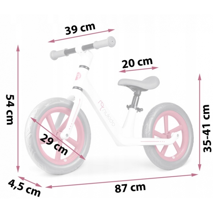 Bicicleta fara pedale pentru copii, 87 x 39 x 54 cm, roti EVA, Light Flee Nukido NK-604 - Roz - Alb [6]