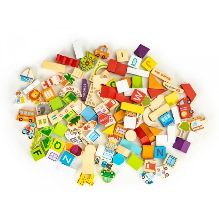 Blocuri din lemn Ecotoys HM015501 Zoo - 120 elemente [6]