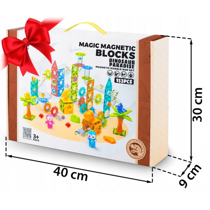 Blocuri magnetice cu tobogan, 153 elemente, Dinozauri Ricokids RK-764 [7]